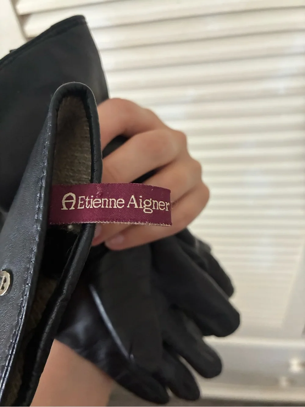 Etienne Aigner Black Leather Women's Gloves